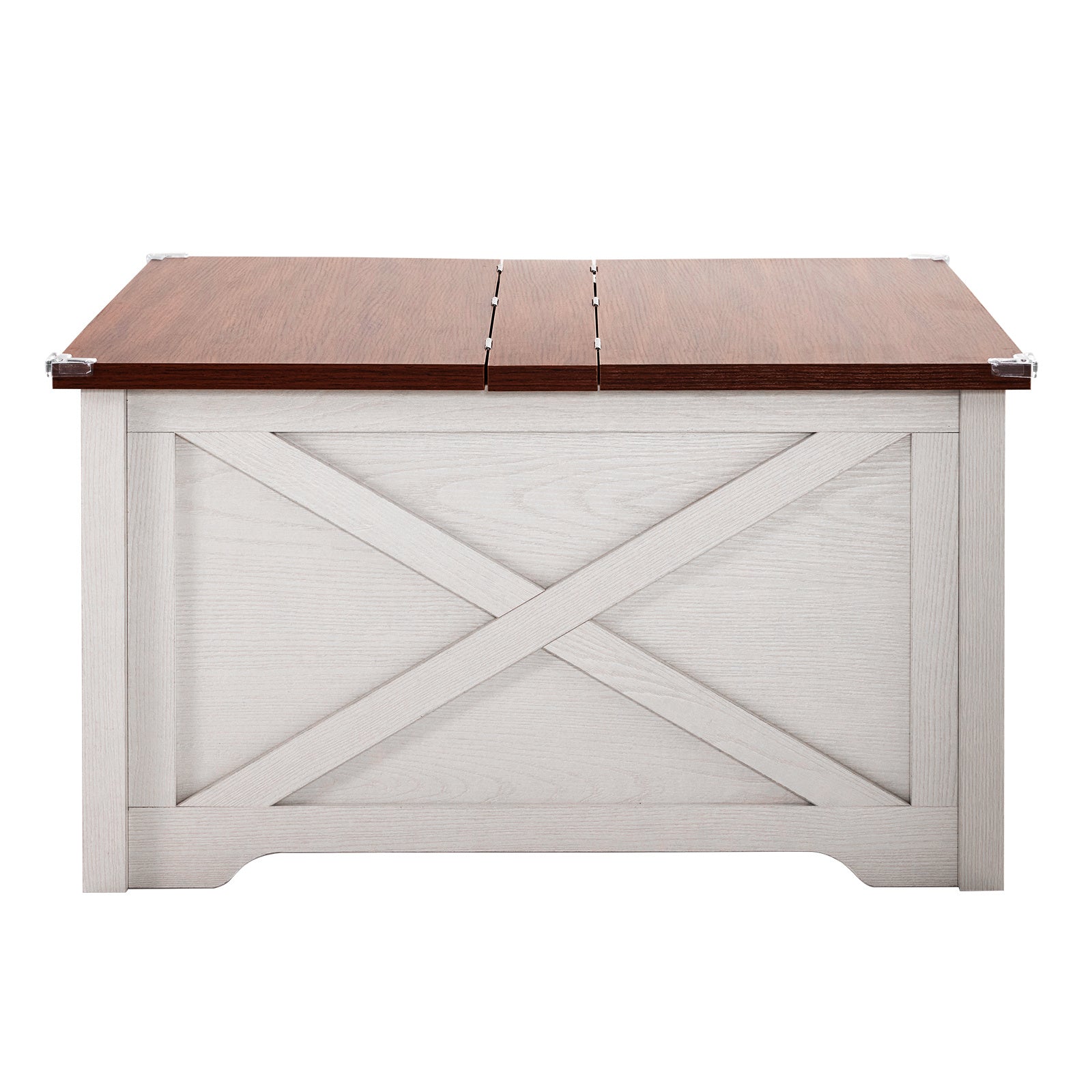 Large Hidden Storage Compartment, Double Flap Panel, Side X Shape, Coffee Table, Square, 31.5x31.5x18in CJDropshipping
