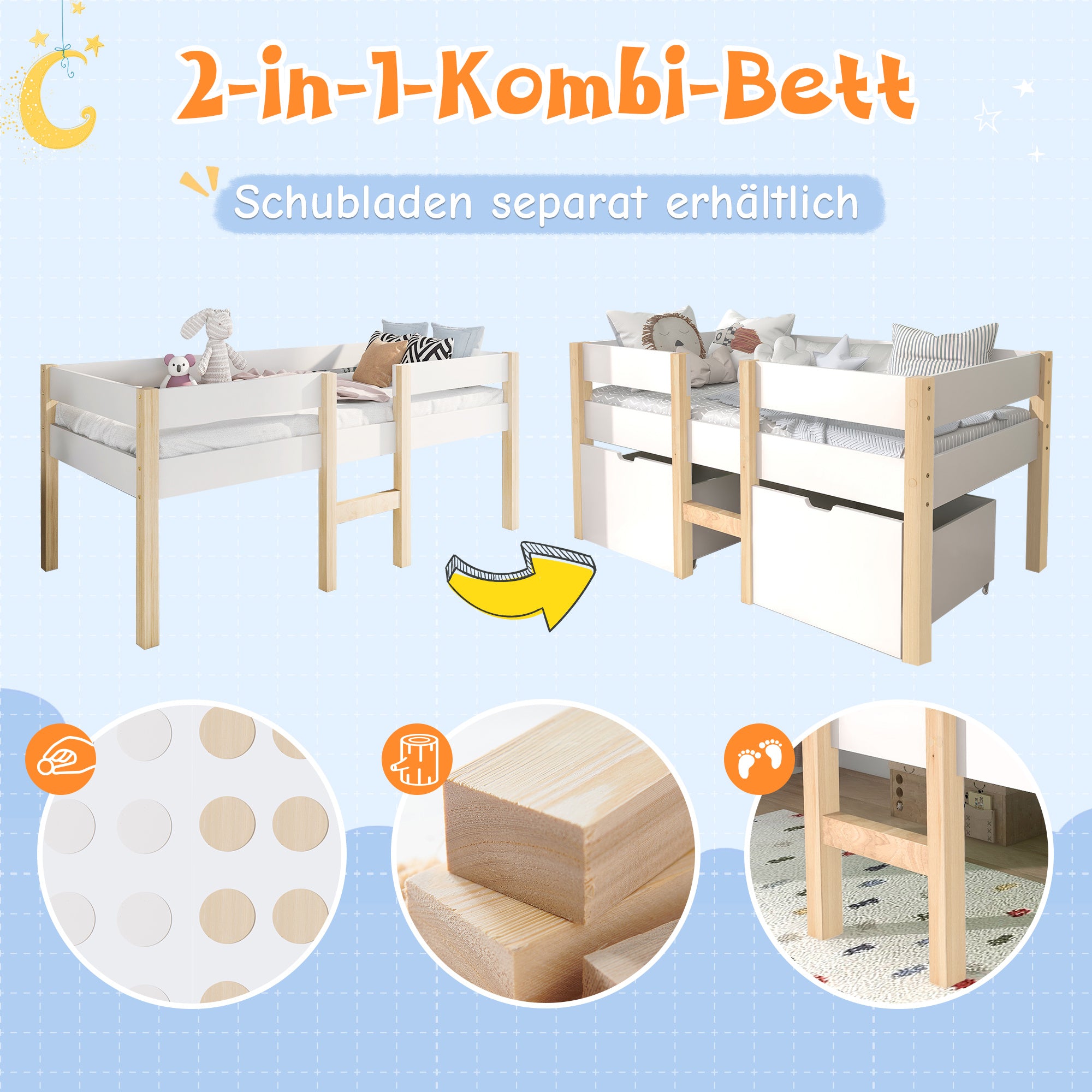 Pine Children's Bed  90cmx190cm