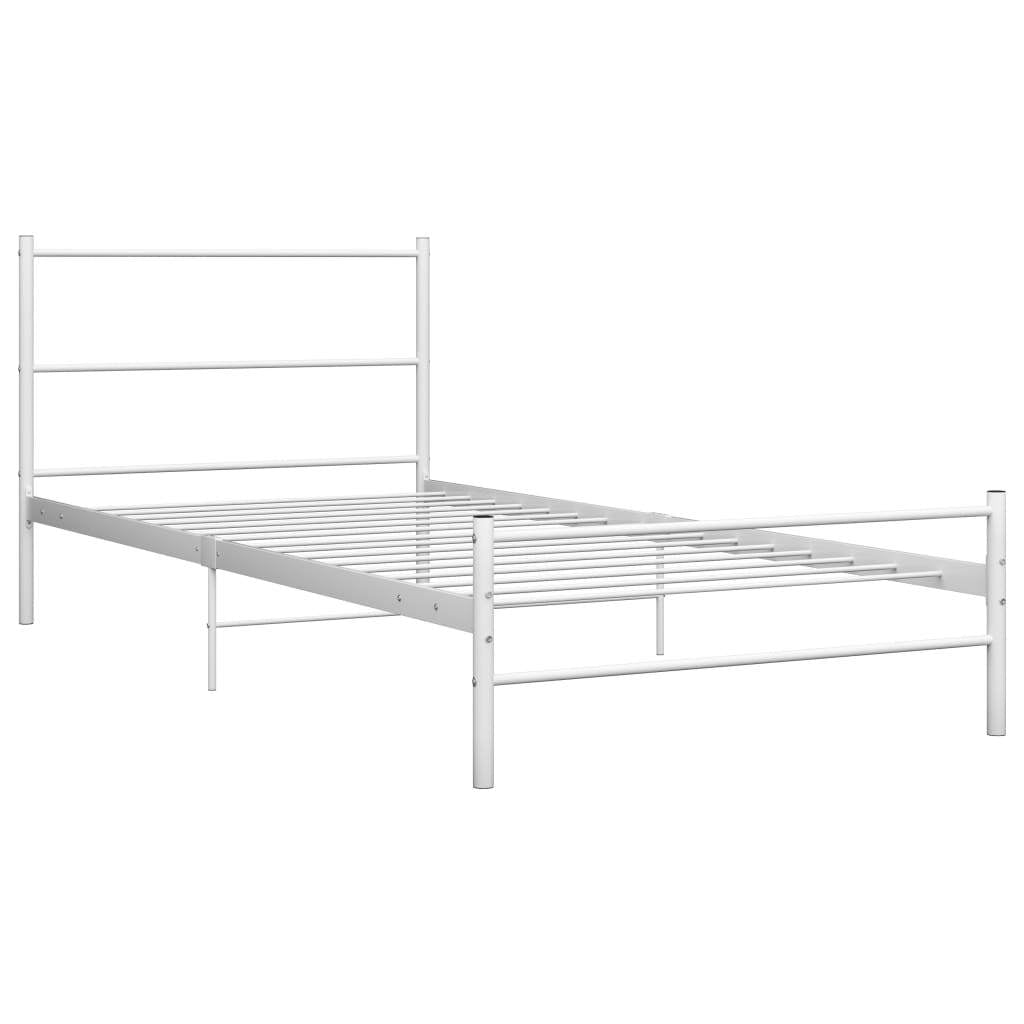 Bed White Metal 90x200 cm