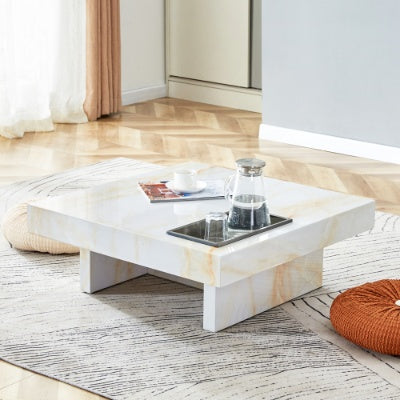 A Modern And Practical Coffee Table With Imitation Marble Patterns, Made Of MDF Material. The Fusion Of Elegance And Natural Fashion 31.4X 31.4X12 CJDropshipping