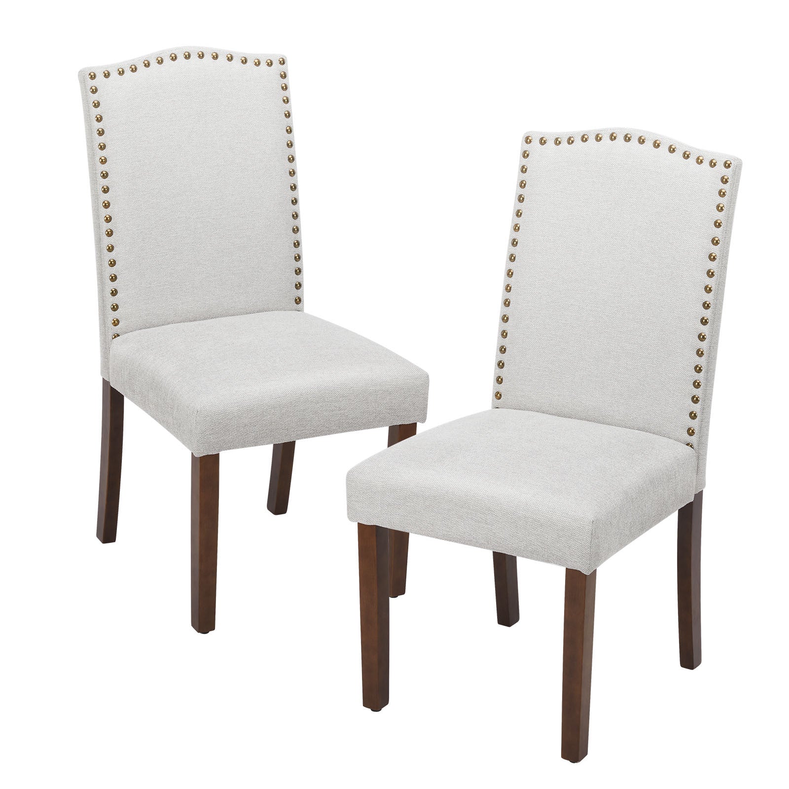 Modern Armless Dining Chairs With Upholstered Fabric,Nailhead Trim And Wood Legs CJDropshipping