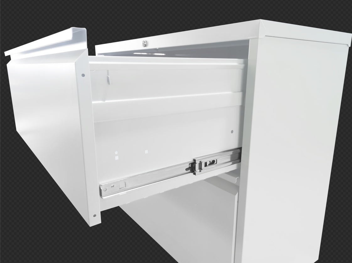 Lateral File Cabinet 4 Drawer, White Filing Cabinet With Lock, Lockable File Cabinet For Home Office, Locking Metal File Cabinet For Legal Letter A4 F4 Size