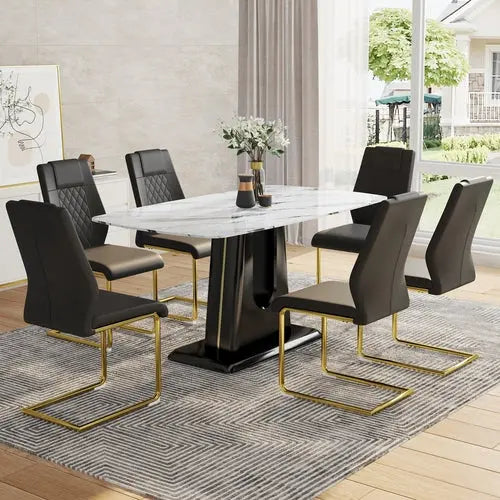 Table and chair set, modern and minimalist dining table, imitation Sangria Beech