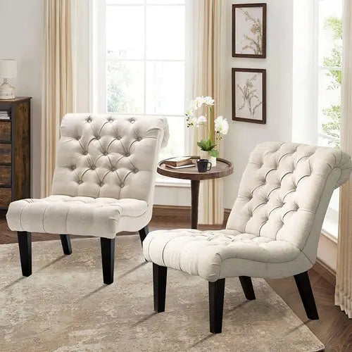Stylish Cream Accent Chair with Wood Legs Peach Maple
