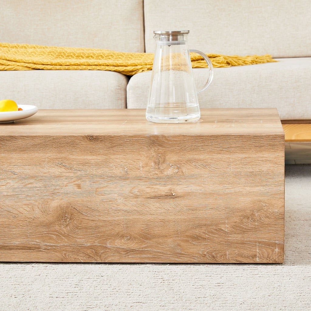 Modern Coffee Table with Smooth Light Wood Texture Patterns, MDF Sangria Beech