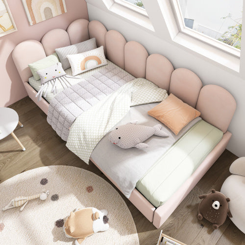 Upholstered Bed Daybed With Drawers Storage,3FT Single Sofa Bed 90X190cm, Sofa Bed For Adults And Children , Bed Frame With Slatted Frame, Velvet, Pink No Mattress