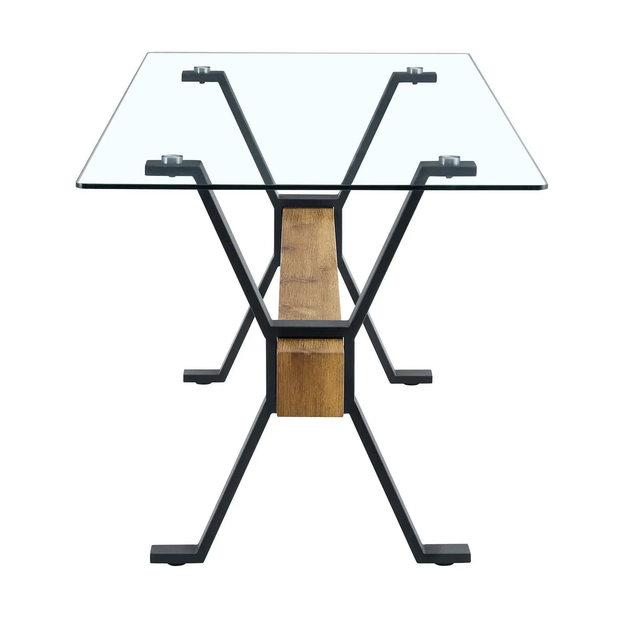 Table and chair set.79'x31.5' with X-shaped Black Metal Table Sangria Beech