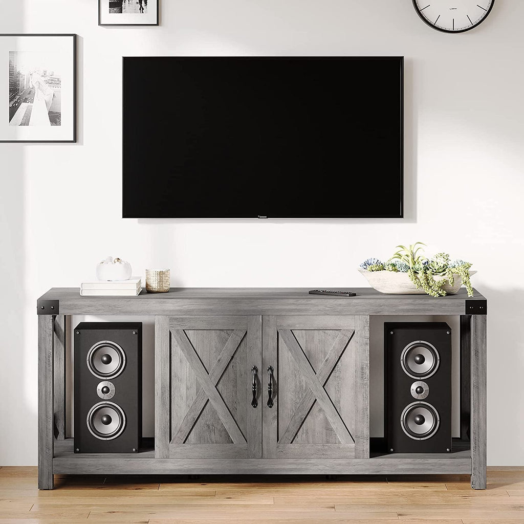 Farmhouse Grey TV Stand for 50-65 Inch Tvs Peach Maple