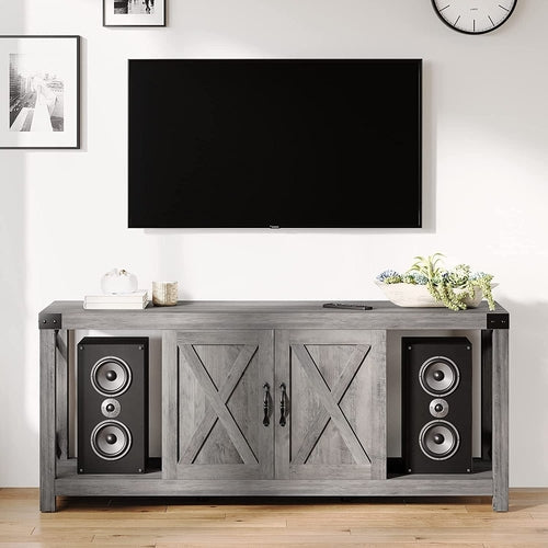 Farmhouse Grey TV Stand for 50-65 Inch Tvs Peach Maple