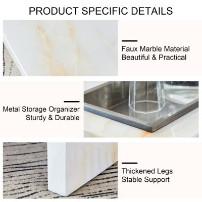 A Modern And Practical Coffee Table With Imitation Marble Patterns, Made Of MDF Material. The Fusion Of Elegance And Natural Fashion 31.4X 31.4X12 CJDropshipping