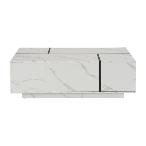 Rectangular Sliding Top Coffee Table With 2 Drawers And 2 Hidden Storage For Living Room 47.2 CJDropshipping