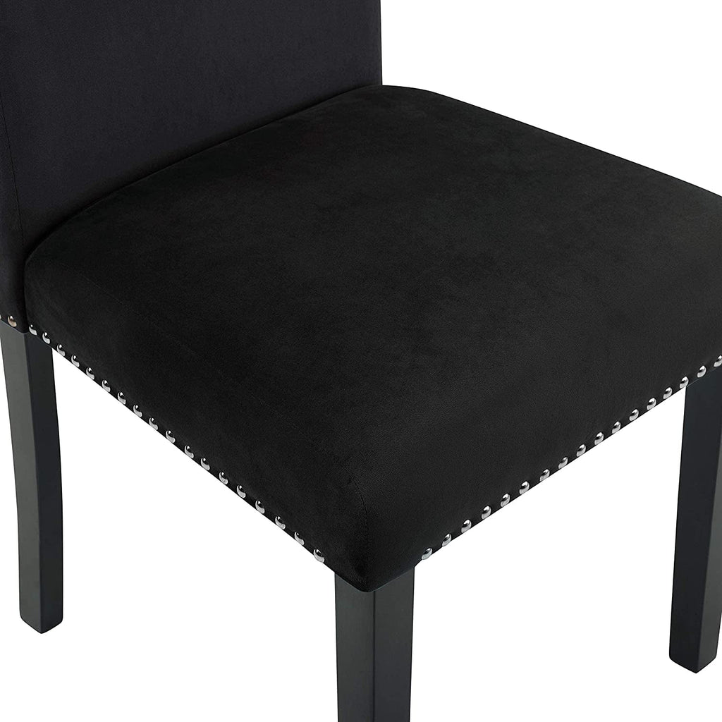 6-Person Dining Table with Faux Marble Top, Black Base