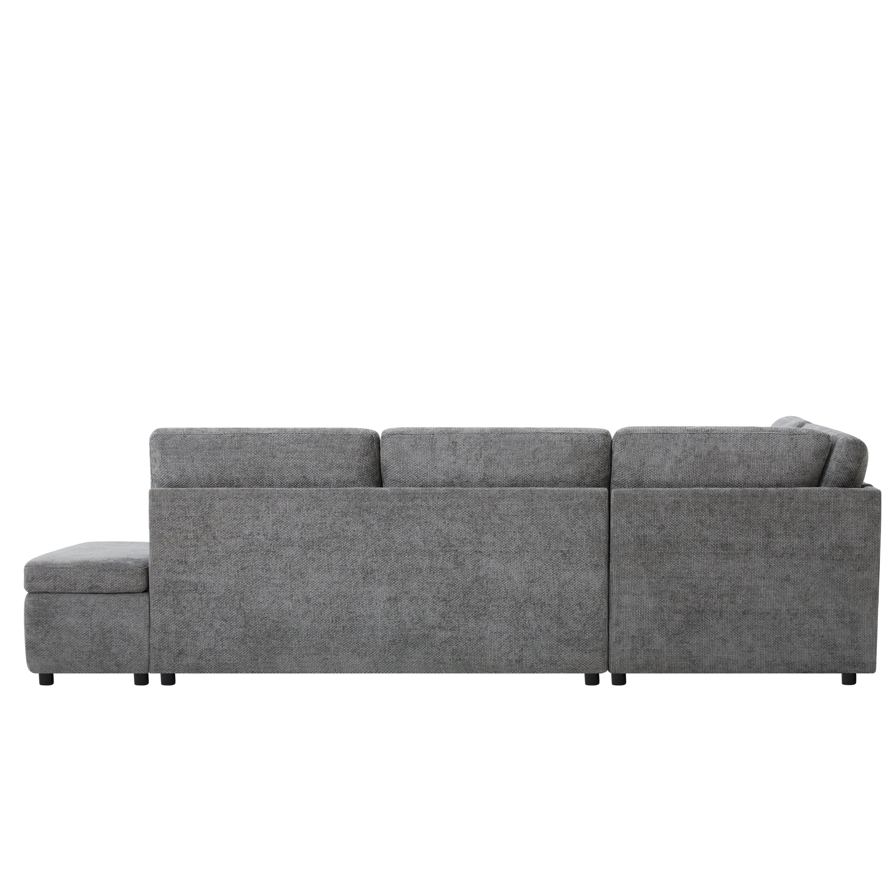 107'' Modular Sectional Pull-out Sofa, L shape with Wide Seats, Free