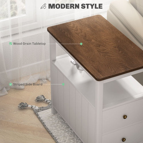 HOMCOM Modern End Table With Charging Station And USB Ports, Narrow CJDropshipping