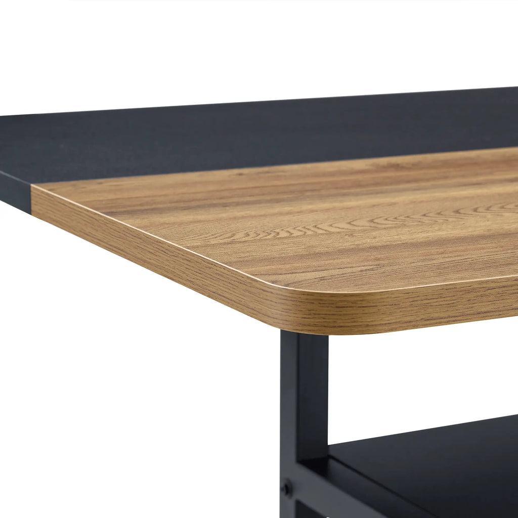 Table and chair set.71*35.4 inch Wooden And Black Spliced Dining Table Sangria Beech