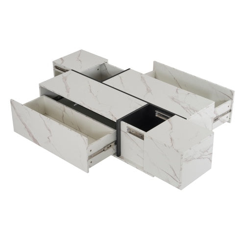 Rectangular Sliding Top Coffee Table With 2 Drawers And 2 Hidden Storage For Living Room 47.2 CJDropshipping