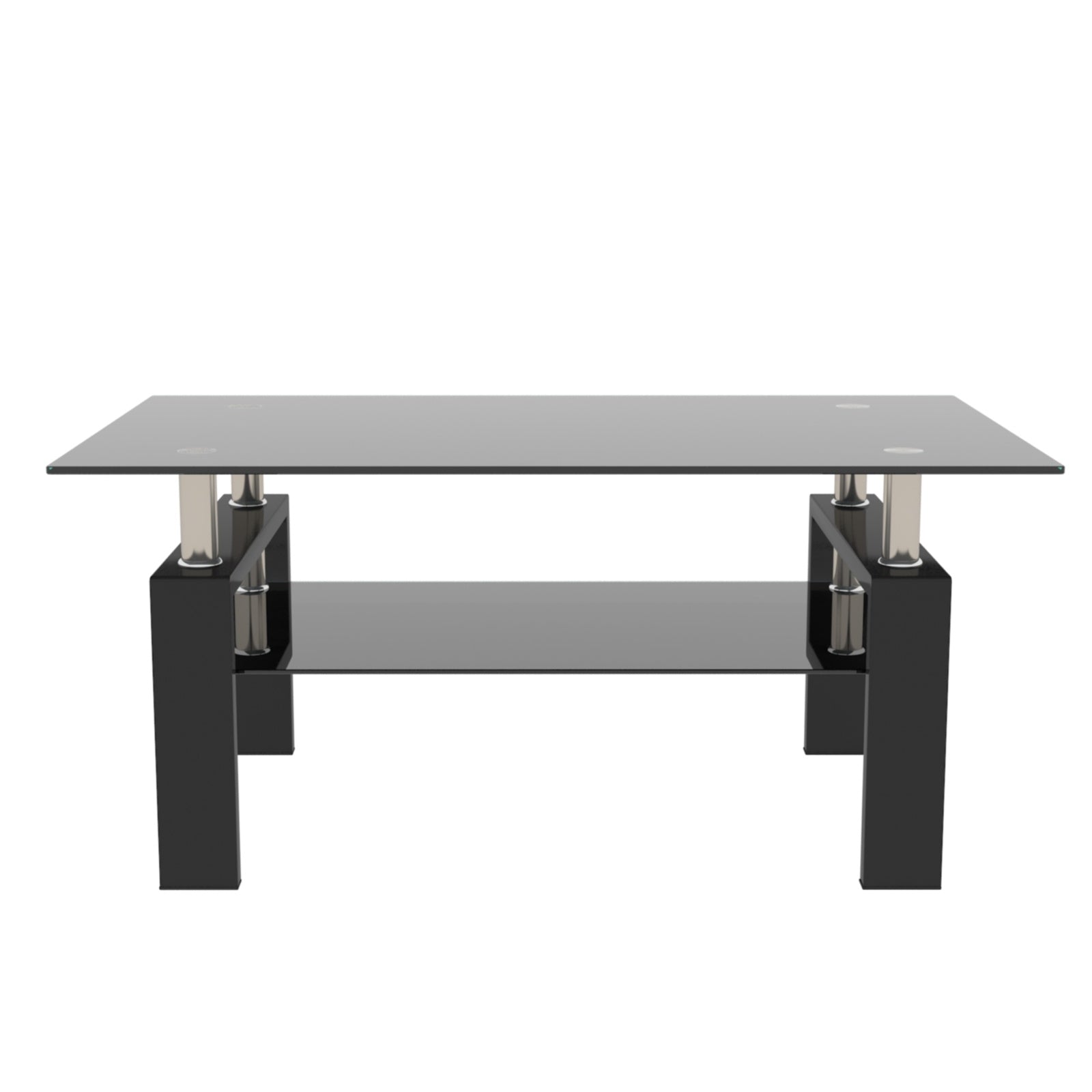 Black Glass Rectangle Coffee Table Modern Side Center For Living Room CJDropshipping