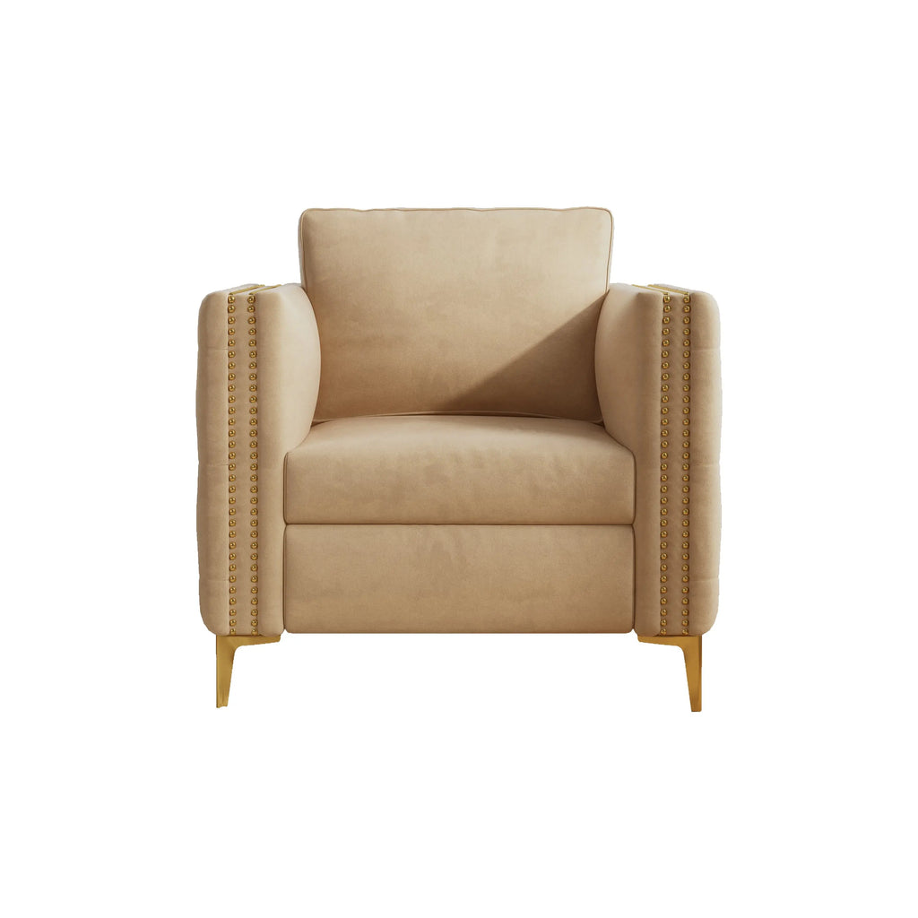 Accent Chair for Living Room Upholstered  Arm Chair with Metal Legs Sangria Beech