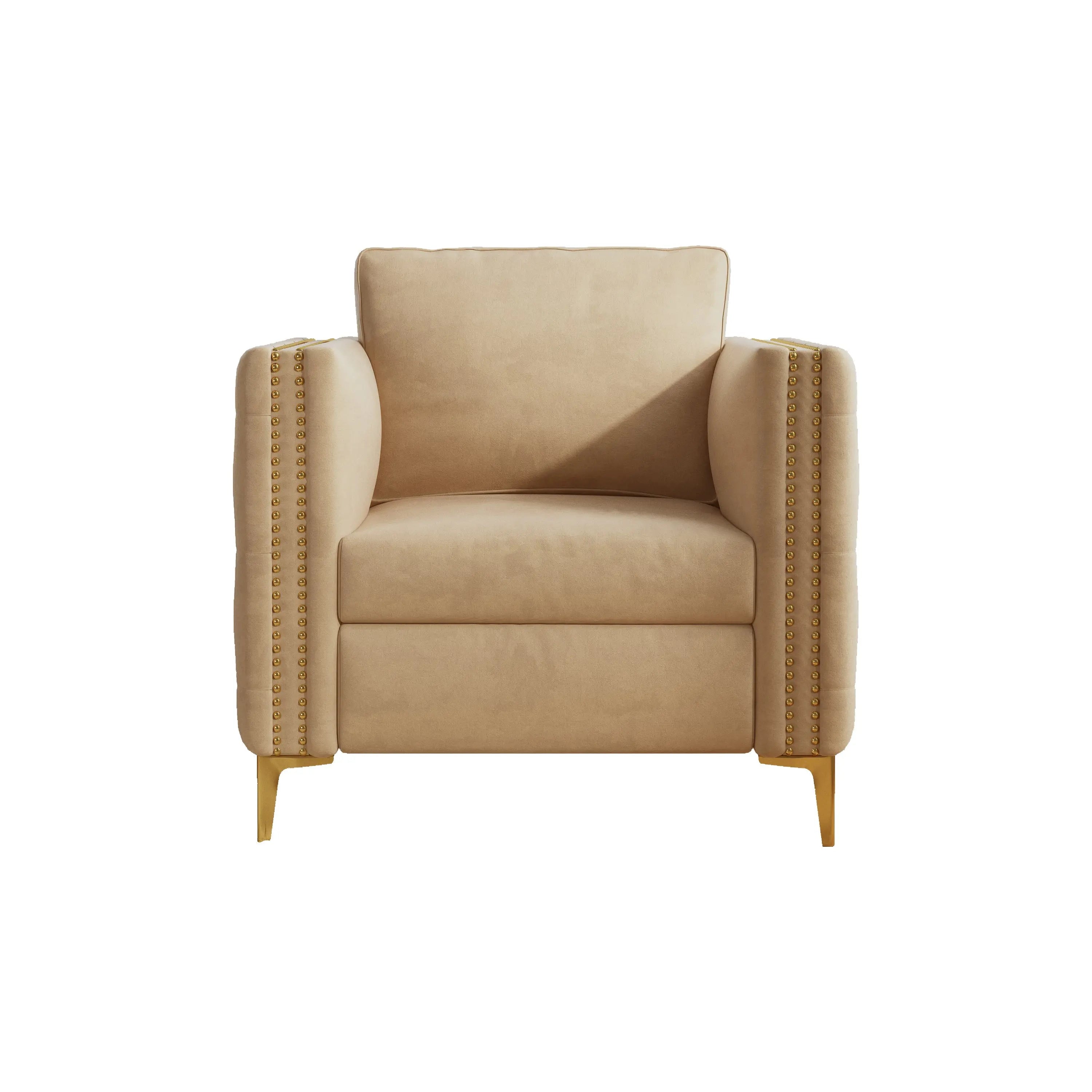 Accent Chair for Living Room Upholstered  Arm Chair with Metal Legs Sangria Beech