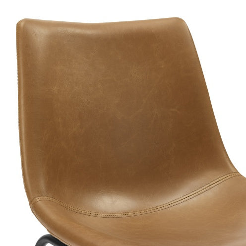Industrial Faux Leather Counter Stools, Set Of 2 - Whiskey Brown