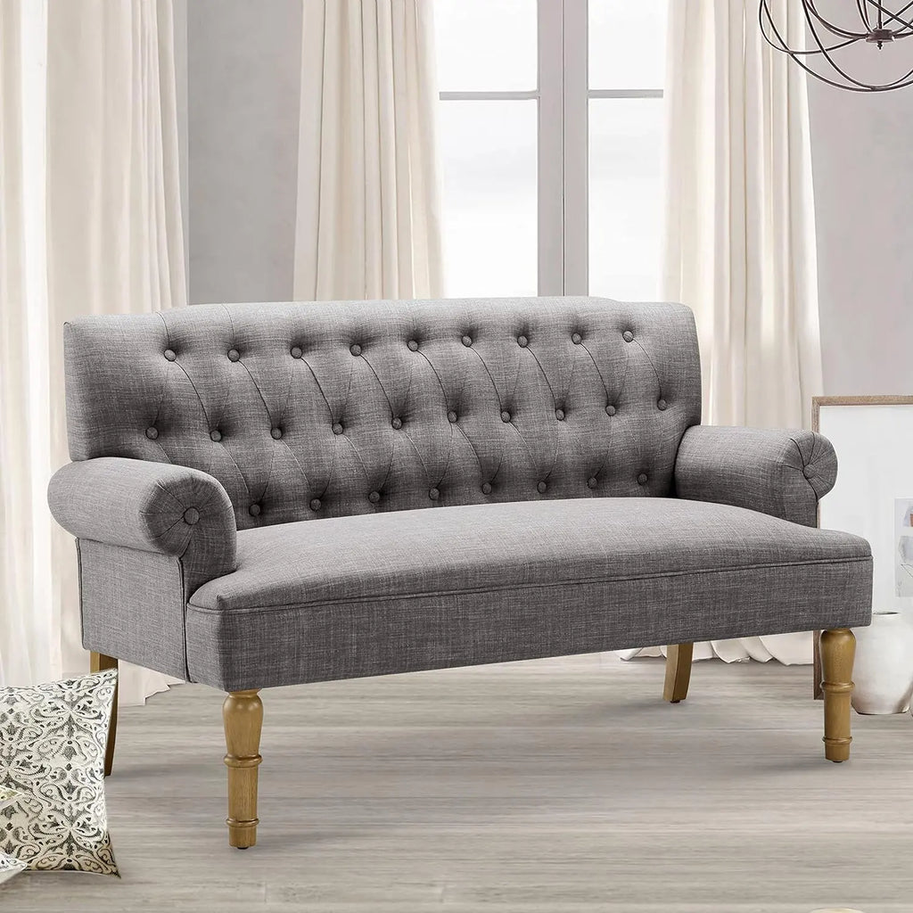 Beige Loveseat Sofa for Living Room Peach Maple