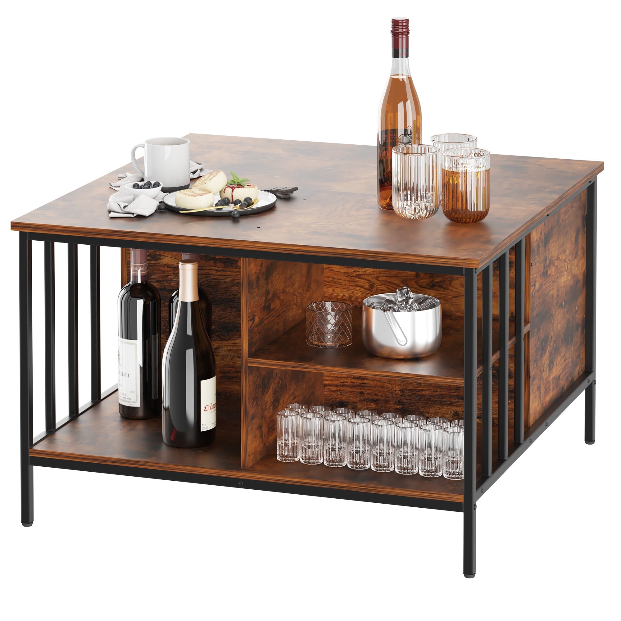 Farmhouse Lift Top Coffee Table With Storage Adjustable Height Living Room Table, Multifunctional Center For Family With Hidden Compartment & 3 Shelves110lbs Capacity, Easy To Clean CJDropshipping