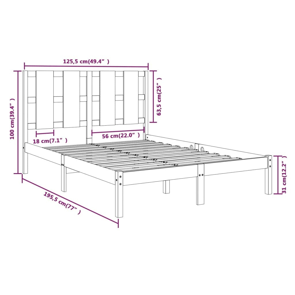 solid wood bed 120x190 cm