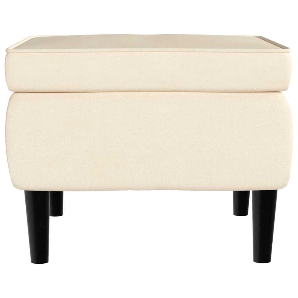 Wingback Chair with Footstool Cream Velvet