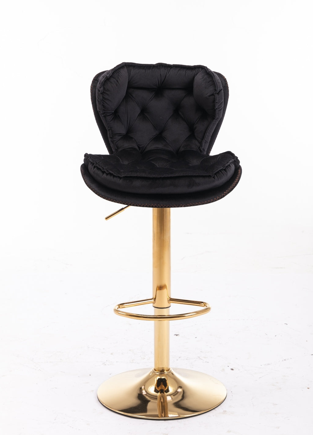 Set Of 2 Bar Stools Chrome Base, Swivel, Adjustable Height, Velvet