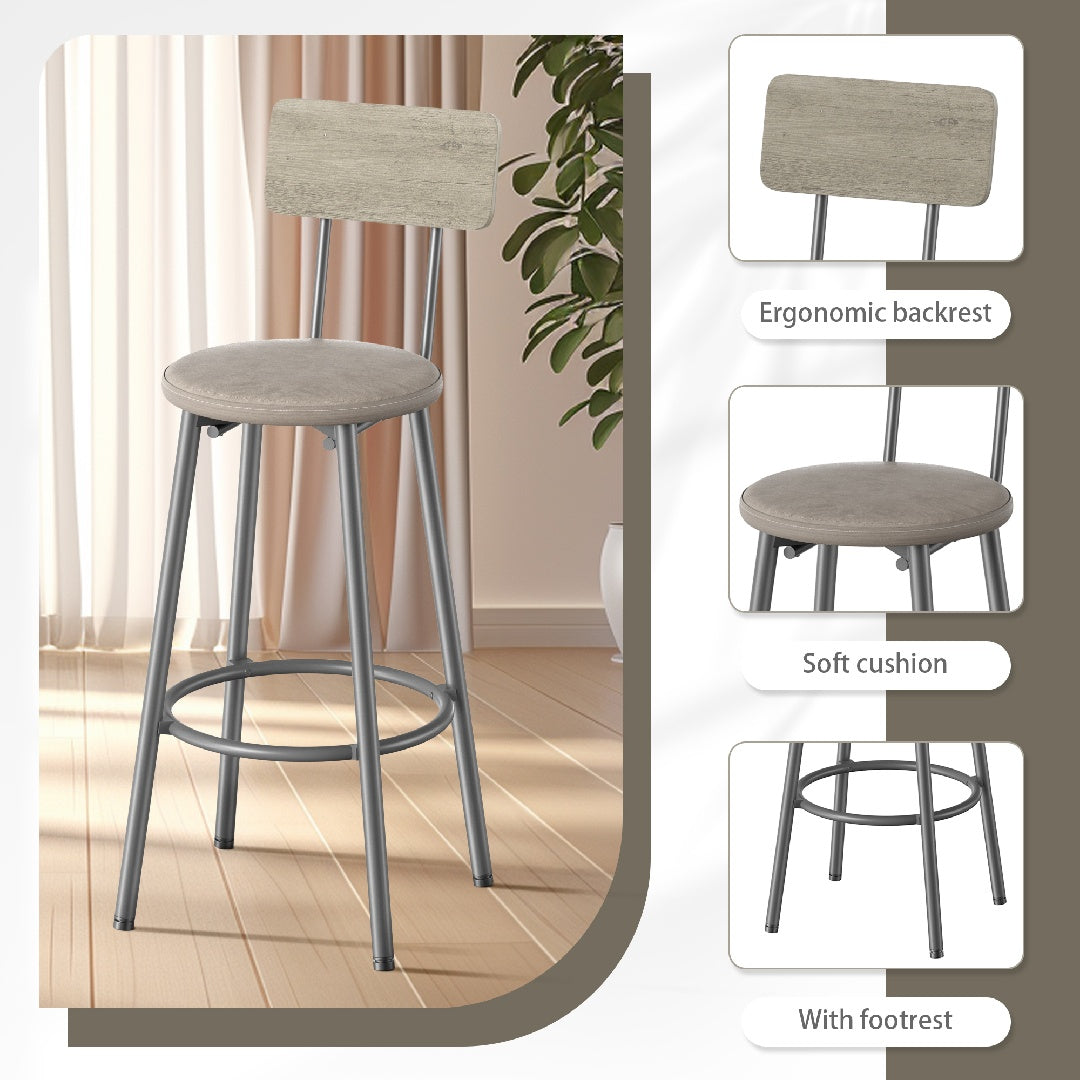 Only Supports Self Pickup-Long Dining Table Set With 4 Bar Stools In PU Leather, Dining Table And Chairs Set, Industrial High Coffee Table And Back Chairs