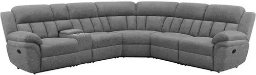 Bahrain 6-Piece Charcoal Motion Sectional Sofa Peach Maple