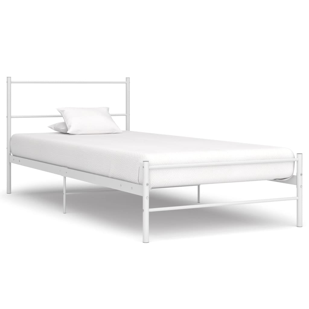 Bed White Metal 90x200 cm