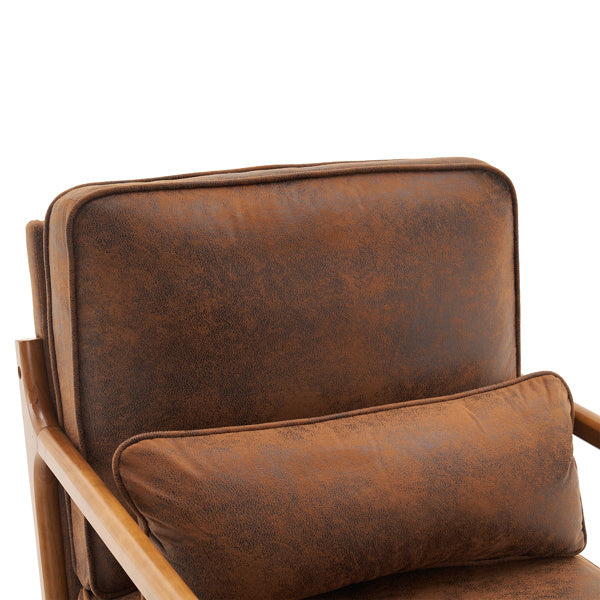 Armrests, Single Lounge Chair, Oak, Upholstered, Foil Stamping Cloth, Orange, Interior Lounge Chair, N101