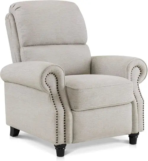 Pushback Recliner Chair, Chenille Upholstered Accent Chairs, Peach Maple