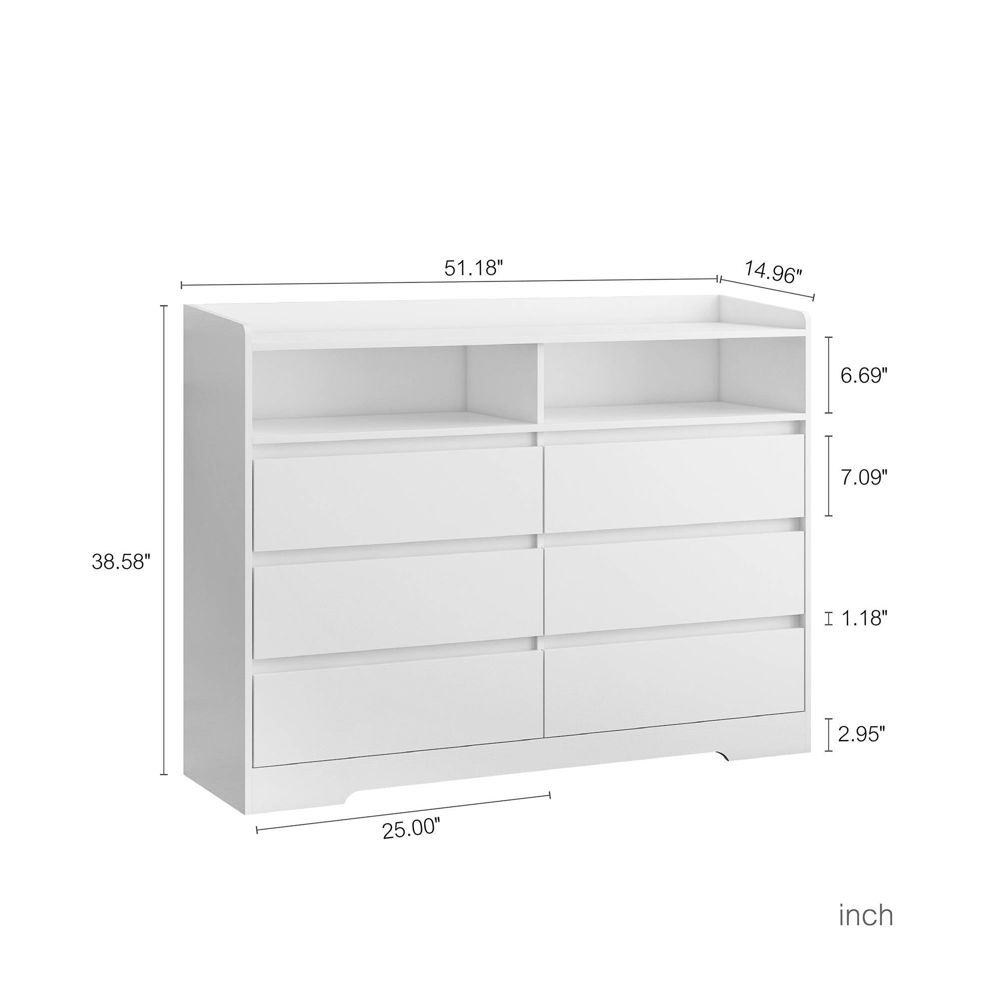 6 Drawer Dresser With LED Lights Modern Dressers Drawers With Sturdy Frame