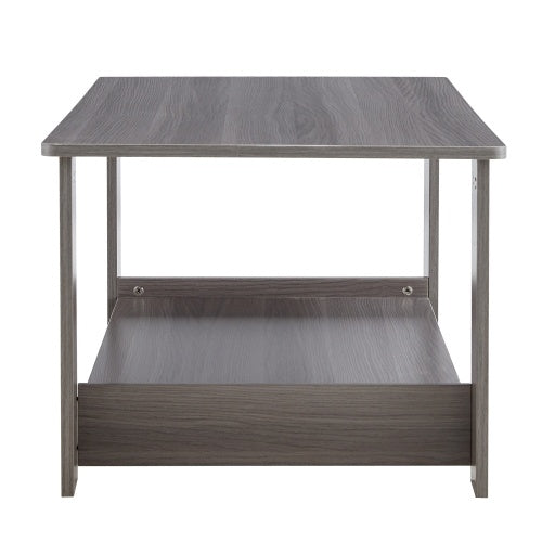 A Modern And Practical Gray Textured Coffee Table,tea Table.Double Layered Coffee Table Made Of MDF Material,. Suitable For Living Room,bedroom And Study Room. 43.3x21.6x16.5 CT16 CJDropshipping