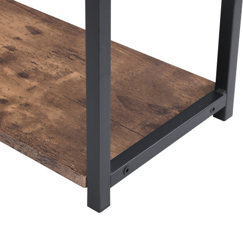 Industrial Bar Table Set With 2 Chairs, Counter Height Kitchen Dining Table, Wine Rack, And Side Storage, Rustic Brown