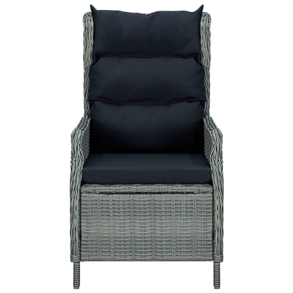 Adjustable Garden Chair with Cushions Poly Rattan Light Grey