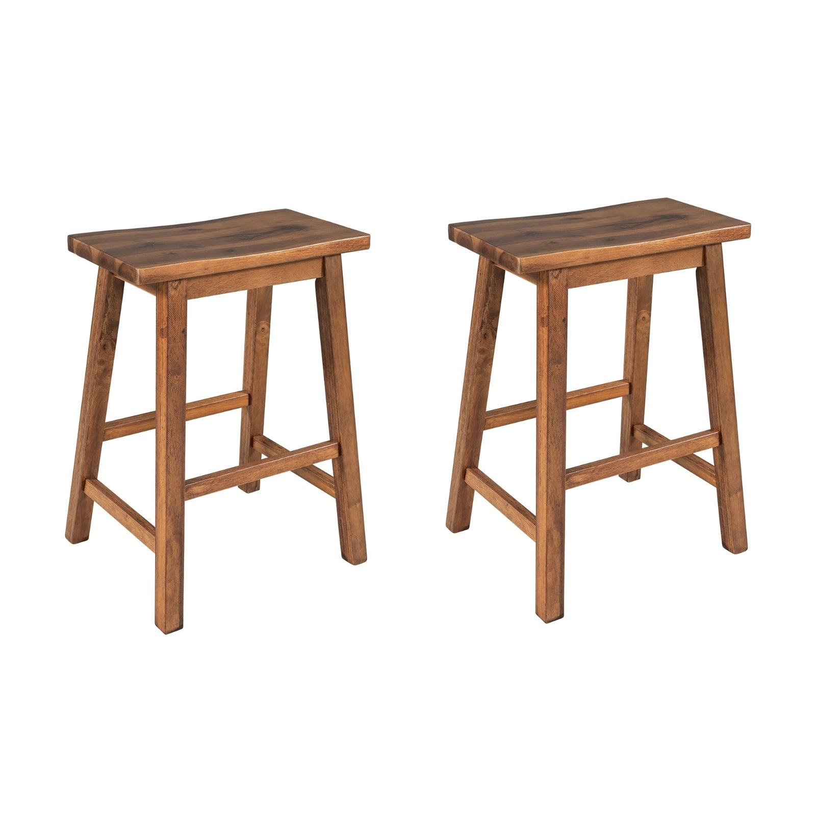 TOPMAX Farmhouse 2-Piece Counter Height Wood Dining Stools, Walnut