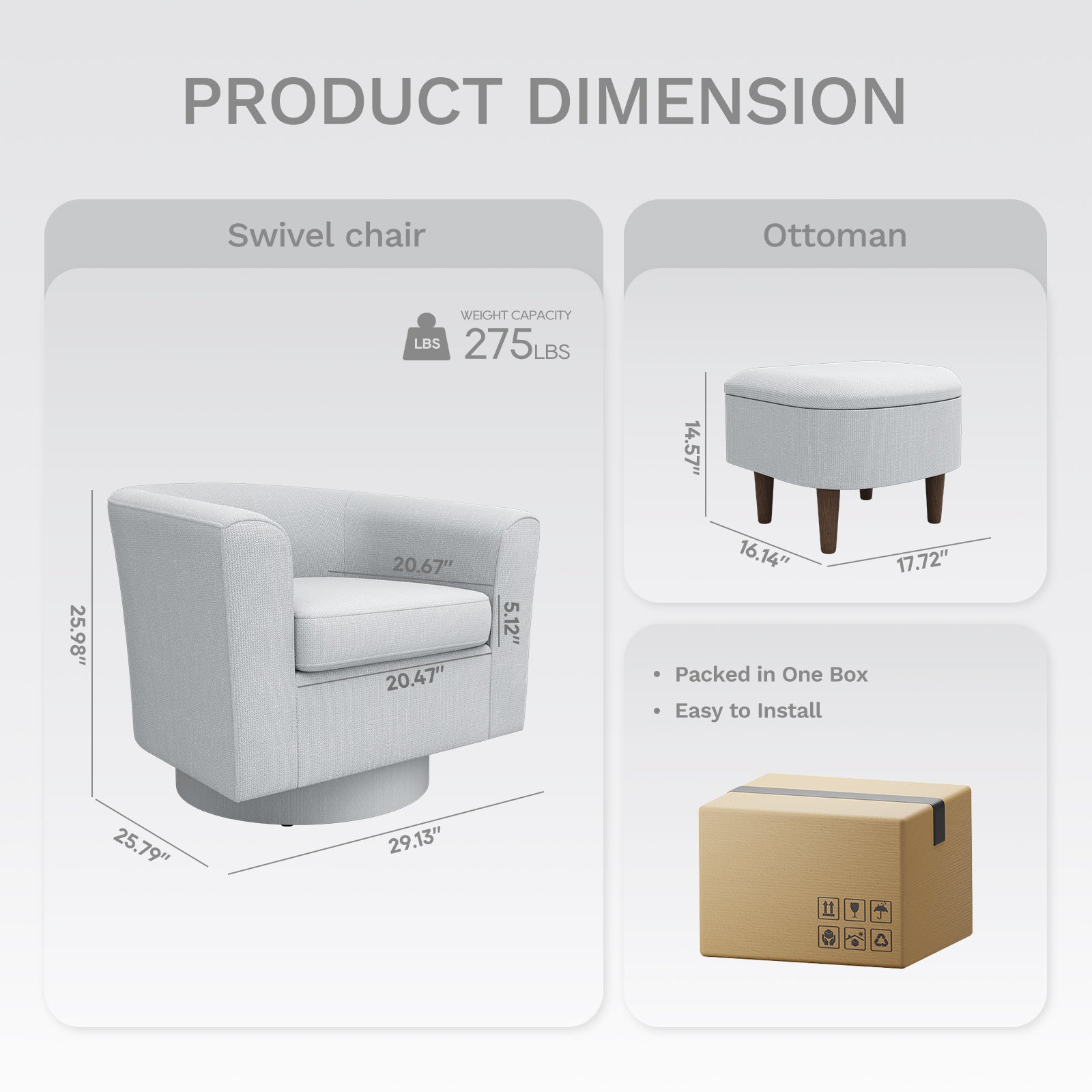 COLAMY Swivel Barrel Accent Chair With Ottoman, Modern Single Sofa, Upholstered Armchair With Storage Space For Home, Beige