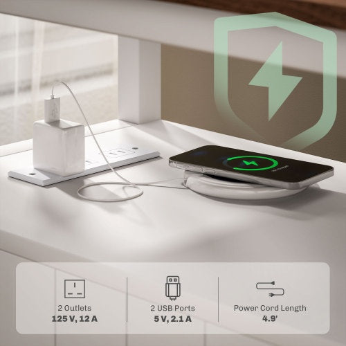 HOMCOM Modern End Table With Charging Station And USB Ports, Narrow CJDropshipping