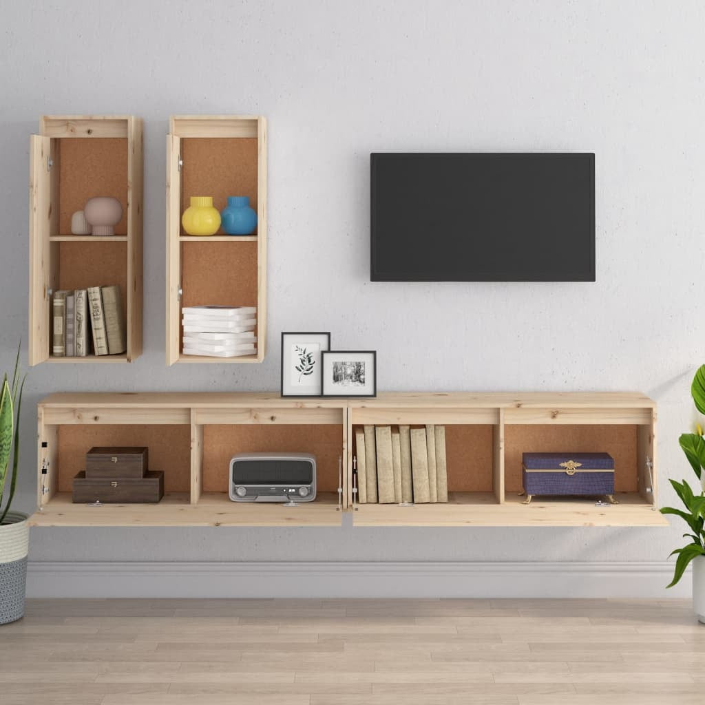 TV Cabinets 4 pcs Solid Pinewood