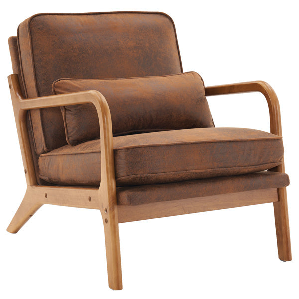 Armrests, Single Lounge Chair, Oak, Upholstered, Foil Stamping Cloth, Orange, Interior Lounge Chair, N101