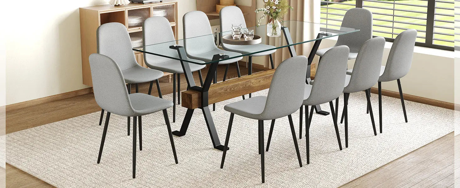 Table and chair set.79'x31.5' with X-shaped Black Metal Table Sangria Beech