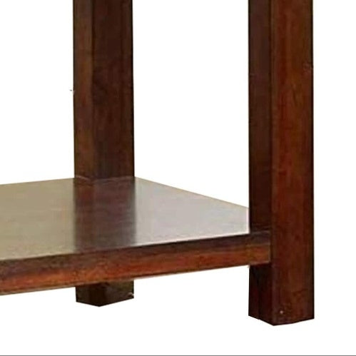 End Table Dark Cherry Open Shelf Natural Wood Grain Design 1pc Table