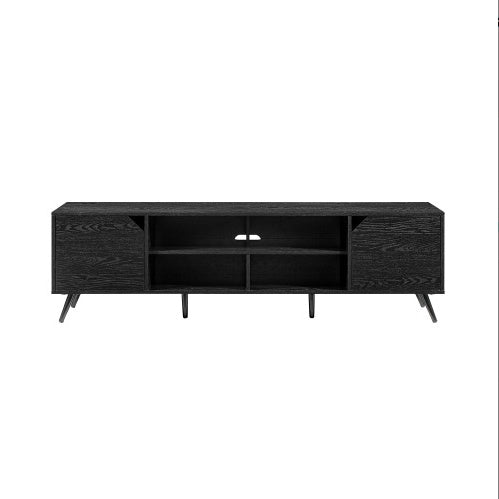Contemporary 2-Door Minimalist TV Stand For TVs Up To 80 Inches Black
