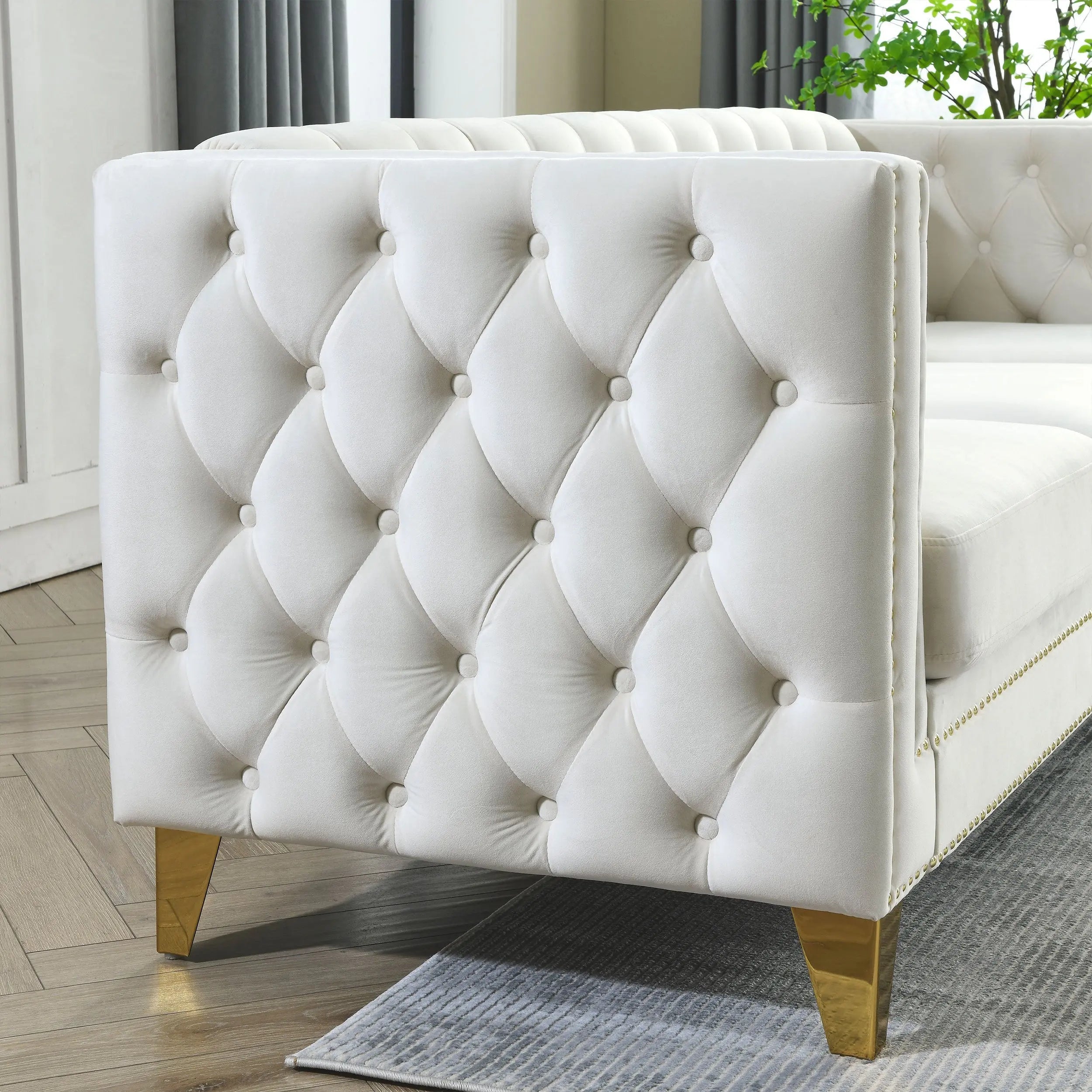 82.2-Inch Velvet Corner Sofa Covers, L-Shaped Sectional Couch, Sangria Beech