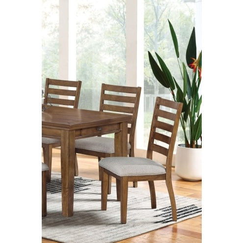Transitional Set Of 2pc Side Chairs Walnut Light Gray Ladder Back Chairs Solid Wood Polyester Fabric Upholstered Padded Seat Dining Room Furniture CJDropshipping