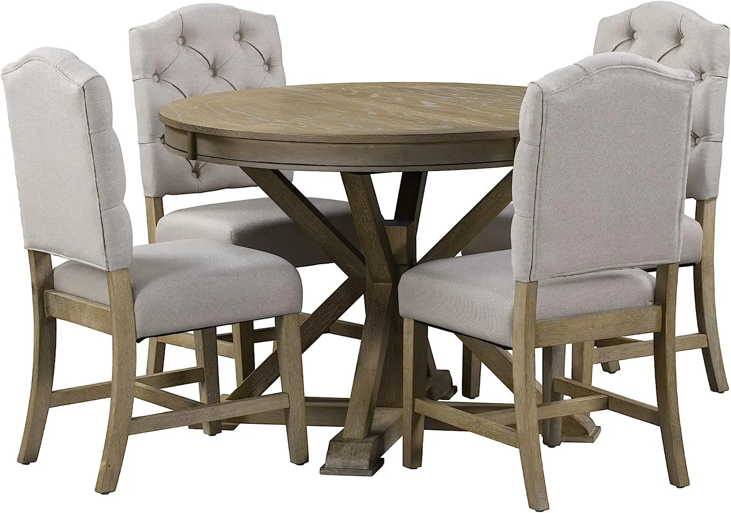 Farmhouse 5-Piece Dining Table Set with Extendable Table and 4 Peach Maple