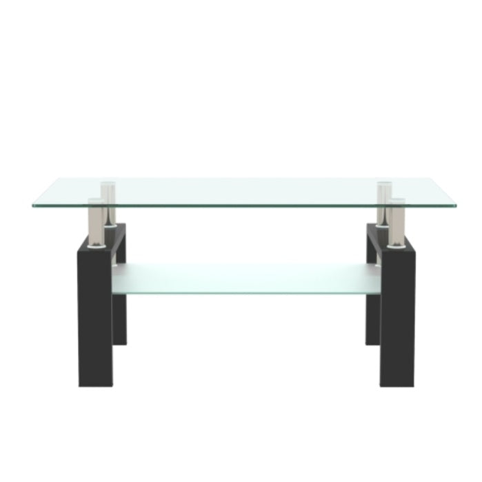 Rectangle Black Glass Coffee Table, Clear Coffee Table, Modern Side Center Tables For Living Room, Living Room Furniture CJDropshipping
